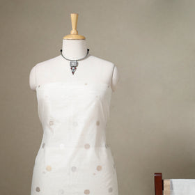 White - 2pc handloom zari buta chanderi silk unstitched