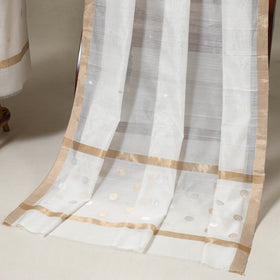 White - 2pc handloom zari buta chanderi silk unstitched