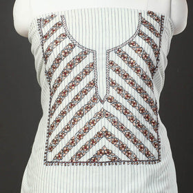 White - 2pc kashida hand embroidery cotton unstitched dress