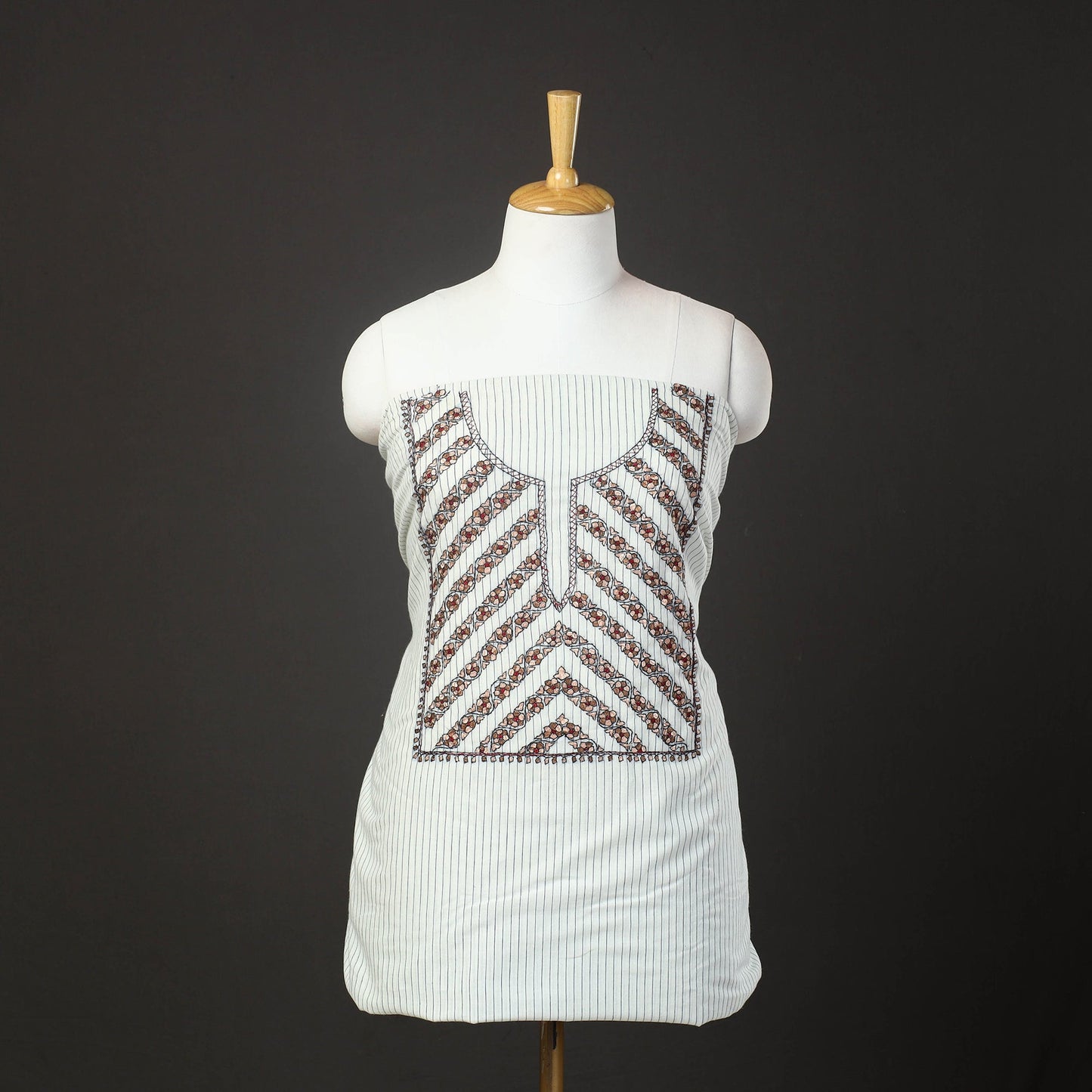 White - 2pc kashida hand embroidery cotton unstitched dress