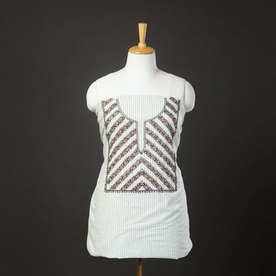 White - 2pc kashida hand embroidery cotton unstitched dress