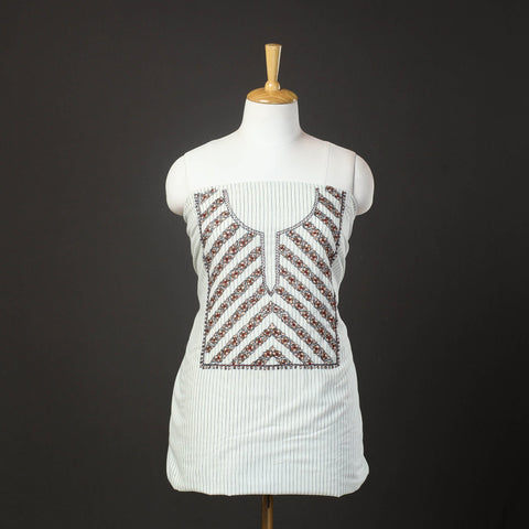 White - 2pc kashida hand embroidery cotton unstitched dress