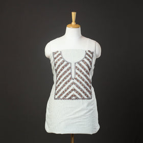 White - 2pc kashida hand embroidery cotton unstitched dress