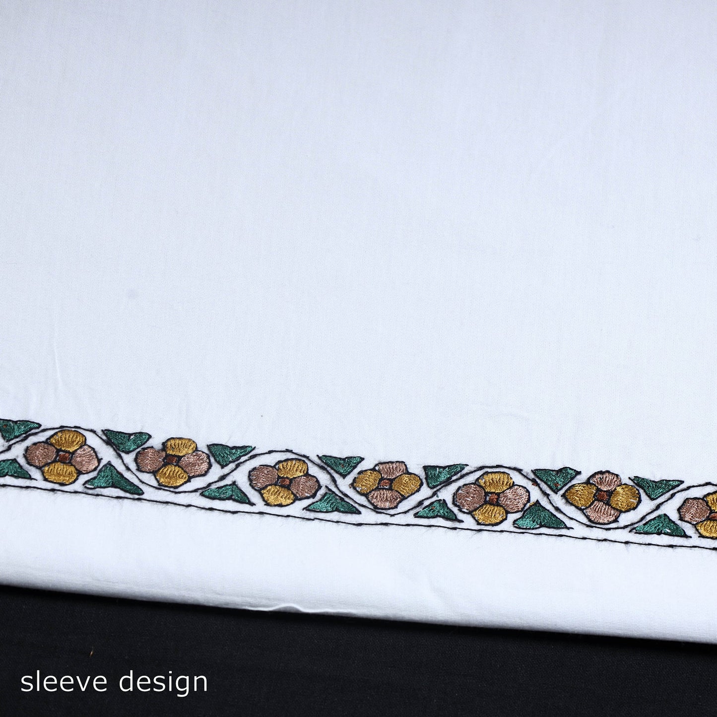  White 2pc Kashida Hand Embroidery Cotton Dress Material