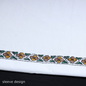  White 2pc Kashida Hand Embroidery Cotton Dress Material