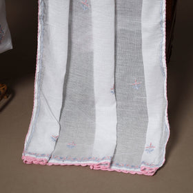 White - 2pc kota doria cotton unstitched lucknow chikankari