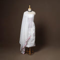 White - 2pc kota doria cotton unstitched lucknow chikankari