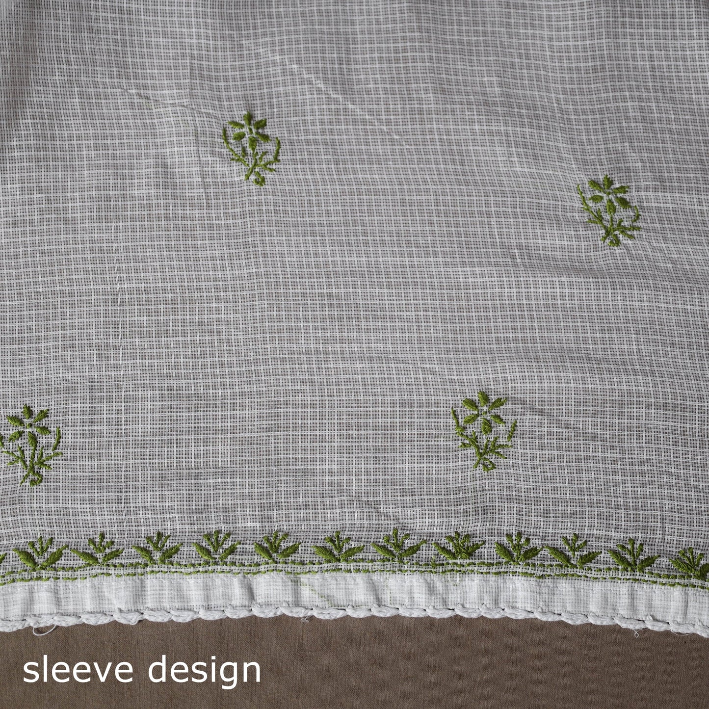 White - 2pc kota doria cotton unstitched lucknow chikankari