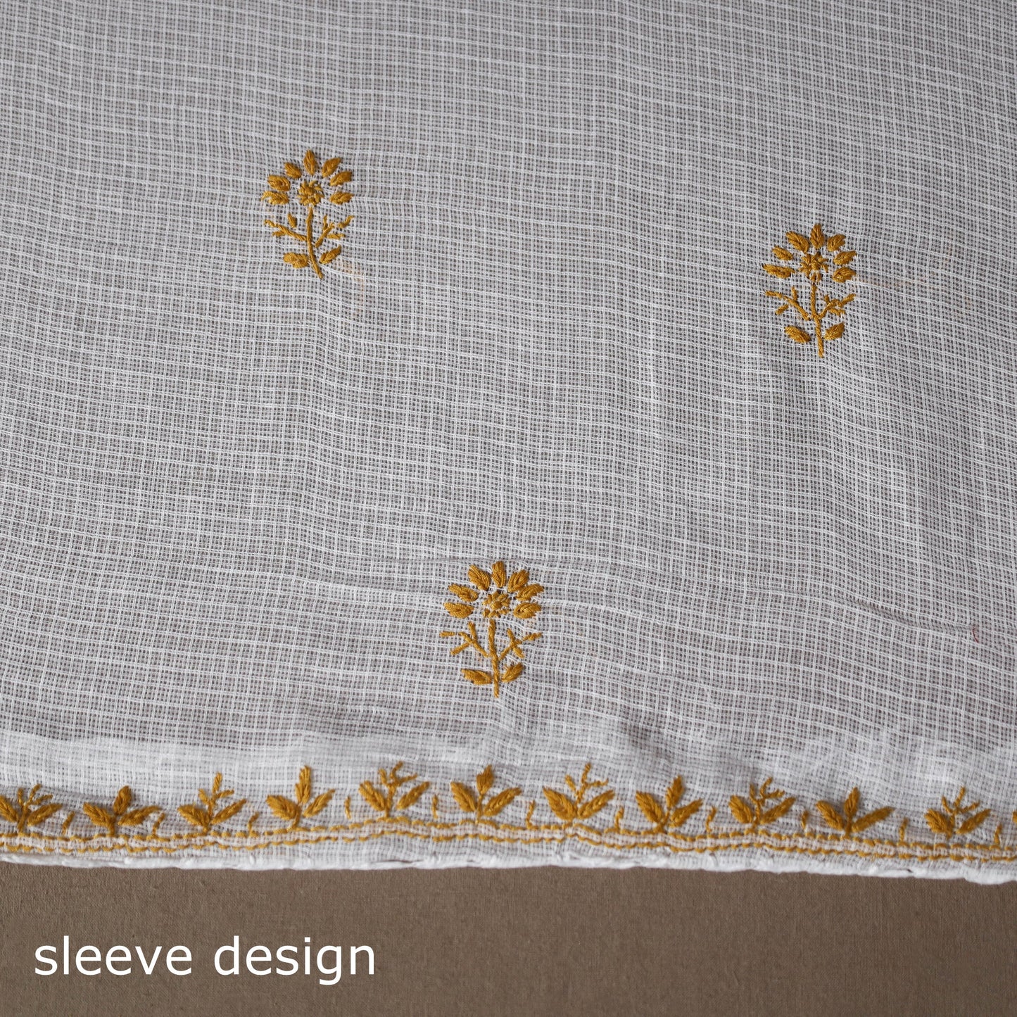 White - 2pc kota doria cotton unstitched lucknow chikankari