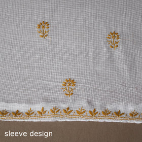 White - 2pc kota doria cotton unstitched lucknow chikankari