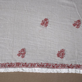 White - 2pc kota doria cotton unstitched lucknow chikankari