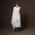 White - 2pc kota doria cotton unstitched lucknow chikankari