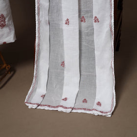 White - 2pc kota doria cotton unstitched lucknow chikankari
