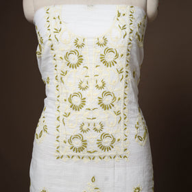 White - 2pc kota doria cotton unstitched lucknow chikankari