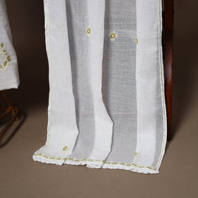 White - 2pc kota doria cotton unstitched lucknow chikankari