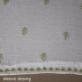 White - 2pc kota doria cotton unstitched lucknow chikankari