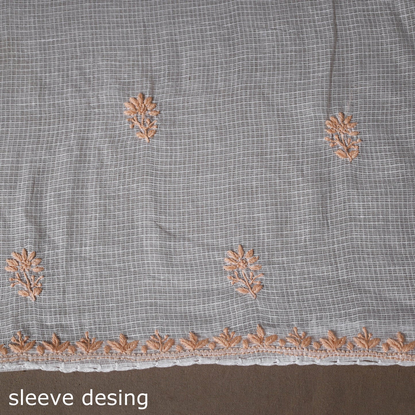 White - 2pc kota doria cotton unstitched lucknow chikankari