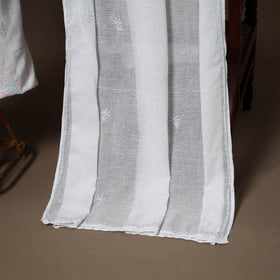 White - 2pc kota doria cotton unstitched lucknow chikankari