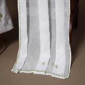 White - 2pc kota doria cotton unstitched lucknow chikankari