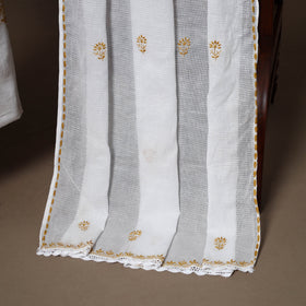 White - 2pc kota doria cotton unstitched lucknow chikankari