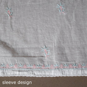 White - 2pc kota doria cotton unstitched lucknow chikankari