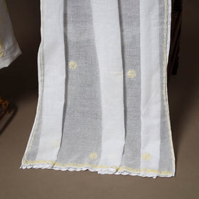 White - 2pc kota doria cotton unstitched lucknow chikankari