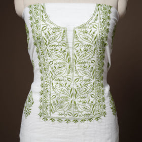 White - 2pc kota doria cotton unstitched lucknow chikankari