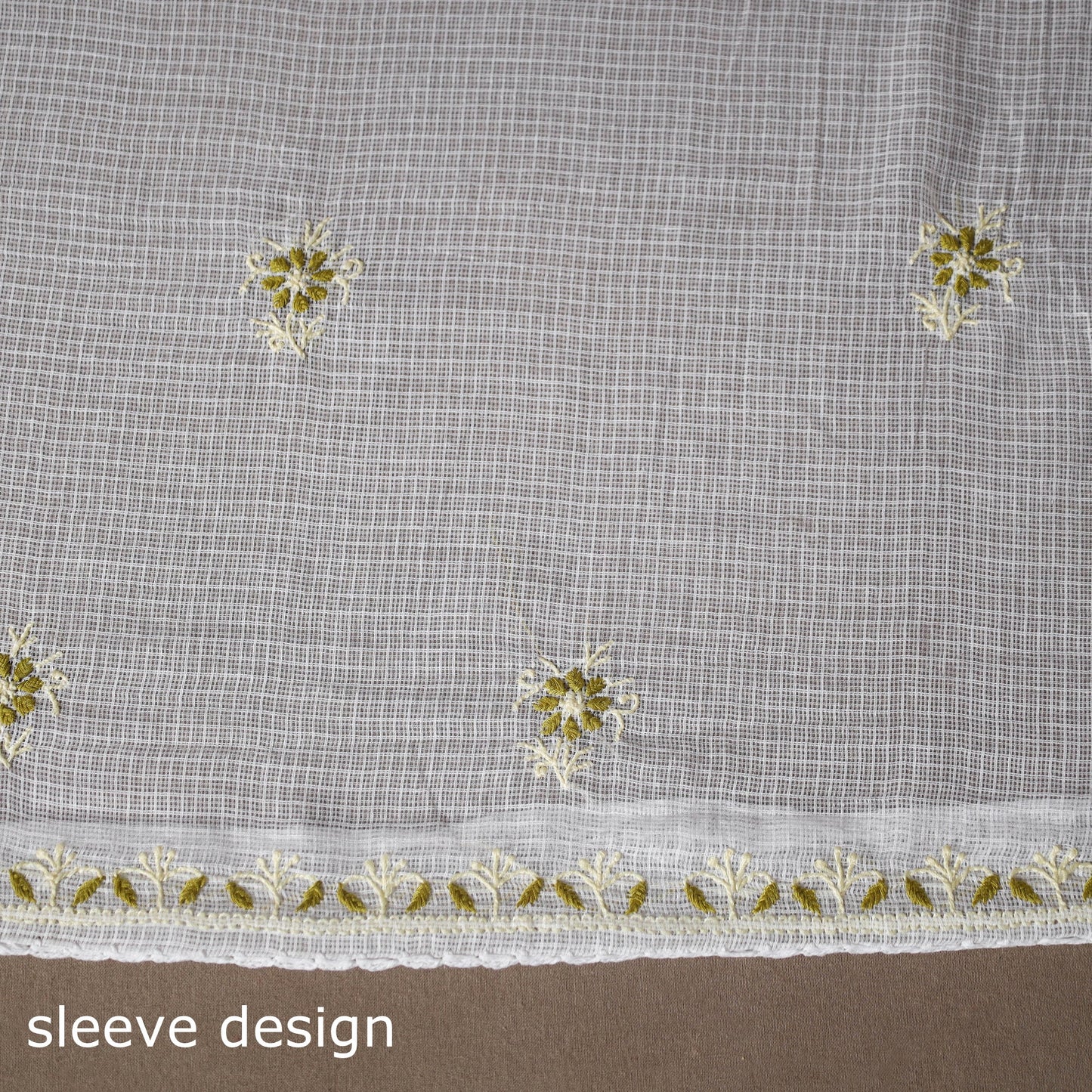 White - 2pc kota doria cotton unstitched lucknow chikankari