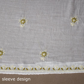 White - 2pc kota doria cotton unstitched lucknow chikankari