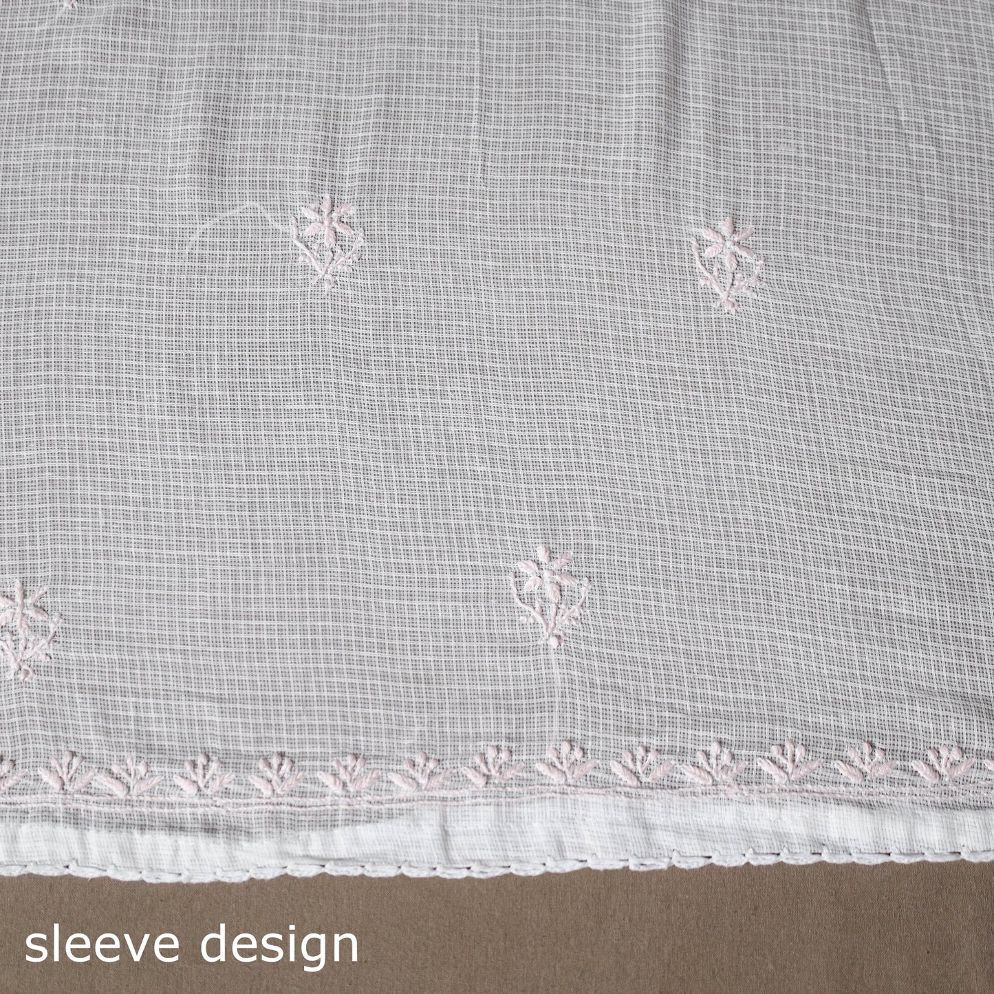 White - 2pc kota doria cotton unstitched lucknow chikankari