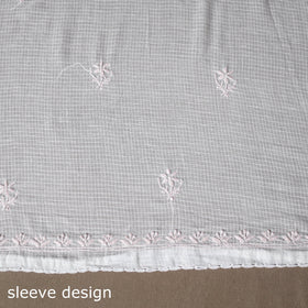 White - 2pc kota doria cotton unstitched lucknow chikankari