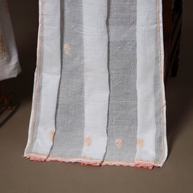 White - 2pc kota doria cotton unstitched lucknow chikankari