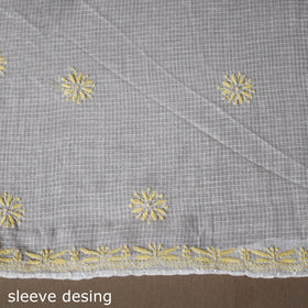 White - 2pc kota doria cotton unstitched lucknow chikankari