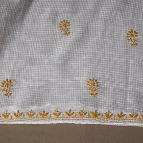 White - 2pc kota doria cotton unstitched lucknow chikankari