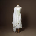 White - 2pc kota doria cotton unstitched lucknow chikankari