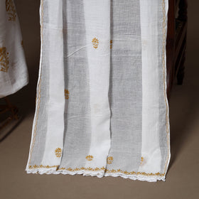 White - 2pc kota doria cotton unstitched lucknow chikankari