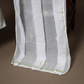 White - 2pc kota doria cotton unstitched lucknow chikankari