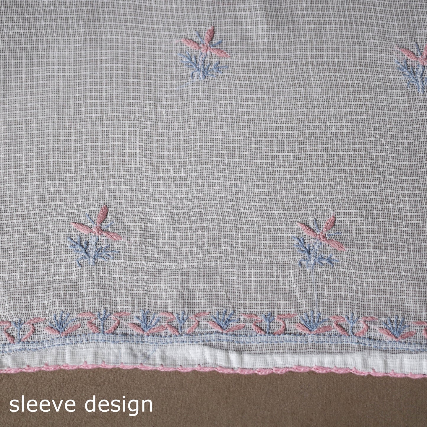 White - 2pc kota doria cotton unstitched lucknow chikankari