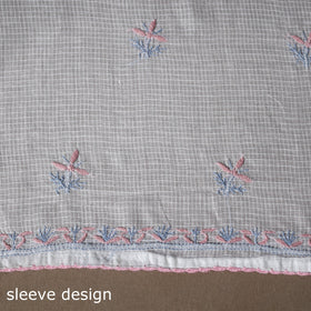 White - 2pc kota doria cotton unstitched lucknow chikankari