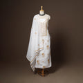 White - 2pc kota doria cotton unstitched lucknow chikankari