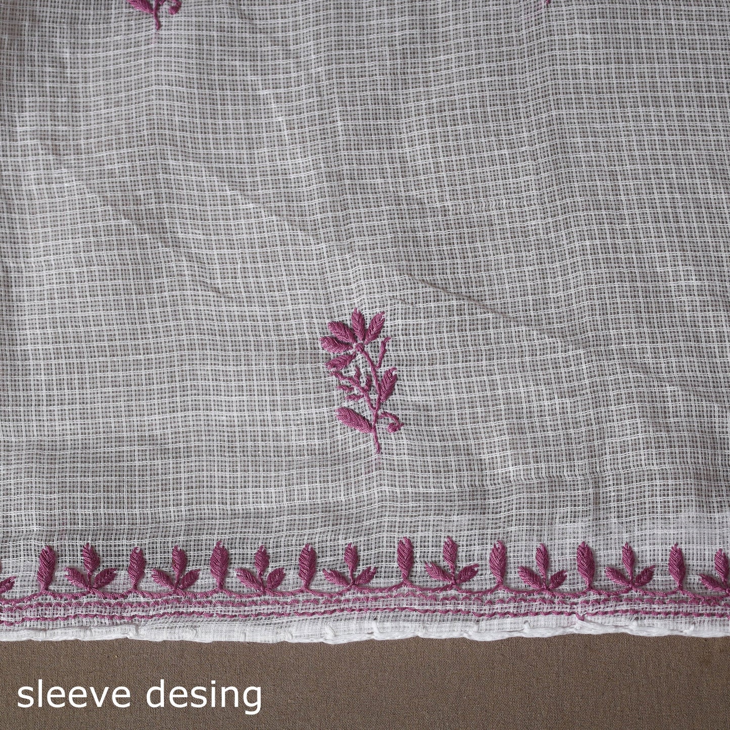 White - 2pc kota doria cotton unstitched lucknow chikankari