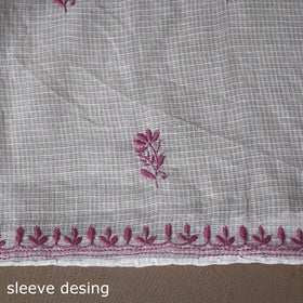 White - 2pc kota doria cotton unstitched lucknow chikankari