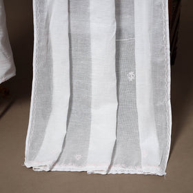 White - 2pc kota doria cotton unstitched lucknow chikankari