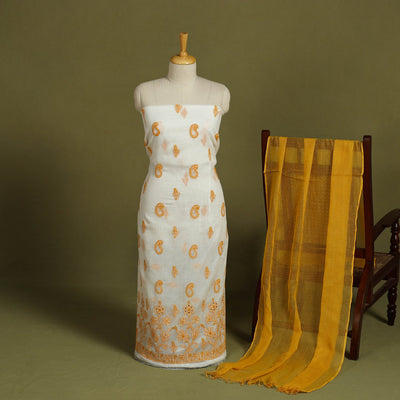 2pc Mukaish Hand Embroidery Kota Doria Chikankari Dress Material 