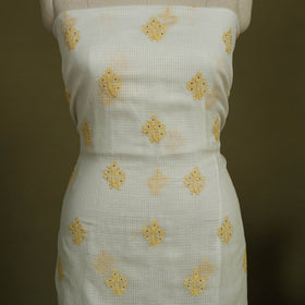 2pc White Mukaish Hand Embroidery Kota Doria Chikankari Dress Material 