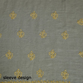 2pc White Mukaish Hand Embroidery Kota Doria Chikankari Dress Material 