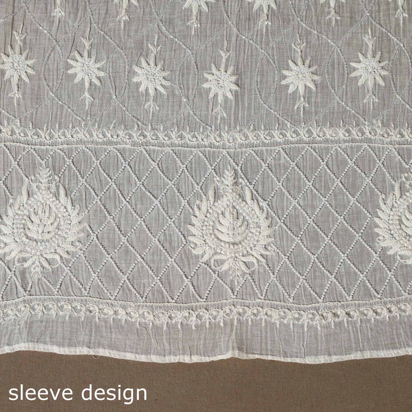 White - 2pc mul chanderi semi stitched hand beads work