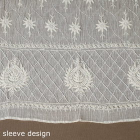 White - 2pc mul chanderi semi stitched hand beads work