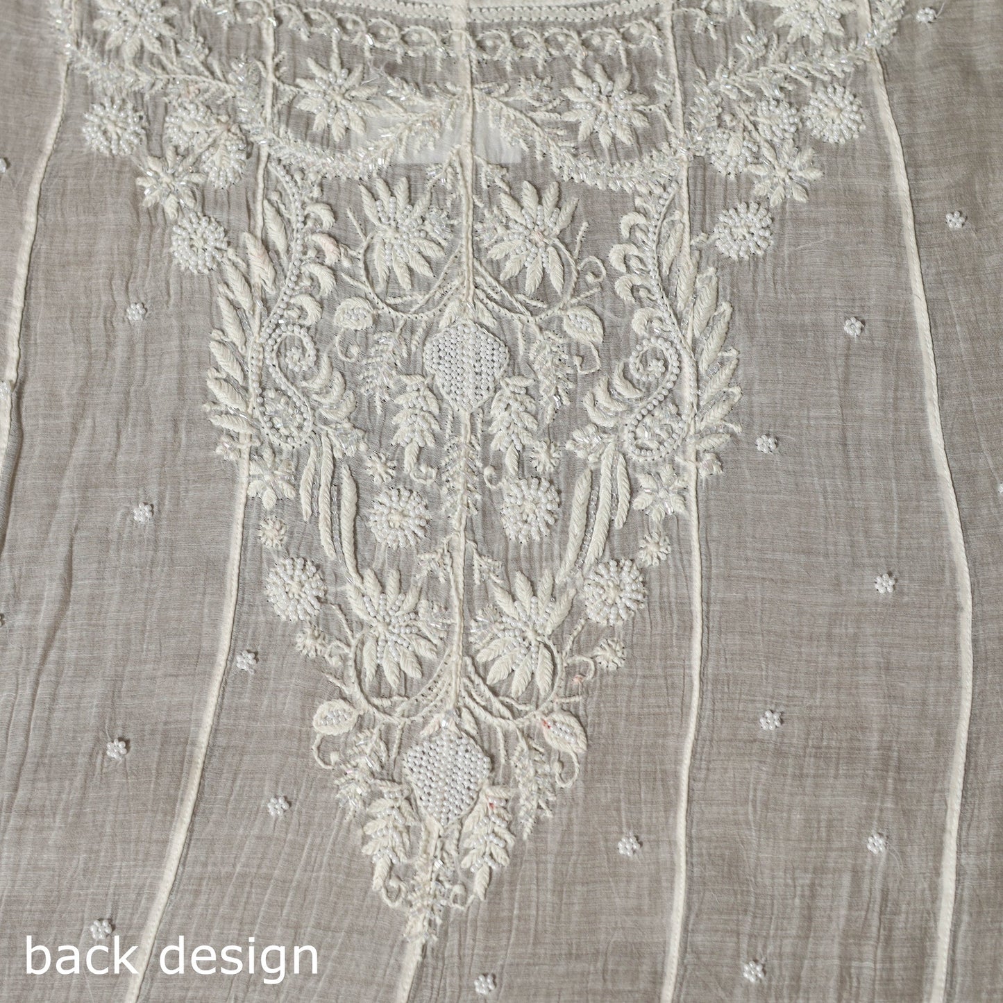 White - 2pc mul chanderi semi stitched hand beads work