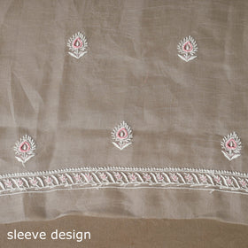 White - 2pc organza silk unstitched hand beads work heavy